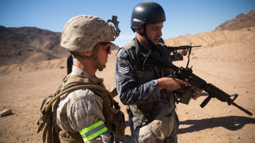 US Marines train with Jordanian, British forces